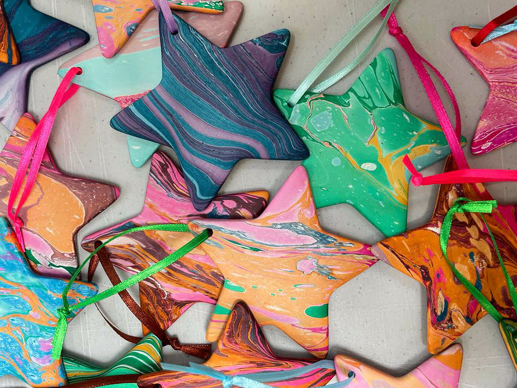 Hand Marbled Christmas Stars