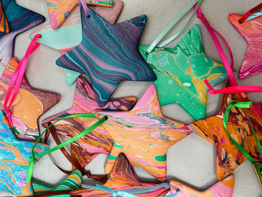 Hand Marbled Christmas Stars
